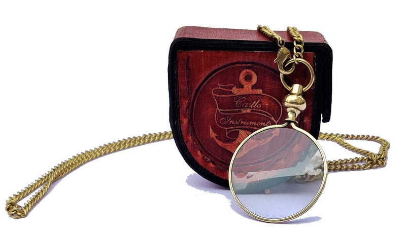 Castle Instruments Magnifying Glass, Optical Magnifier Lens with Necklace Chain Monocle for Library Reading Fine Print Zooming Increase Vision Jewelry Gold and Sliver - Image 3